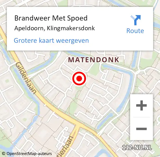 Locatie op kaart van de 112 melding: Brandweer Met Spoed Naar Apeldoorn, Klingmakersdonk op 8 juni 2024 13:32