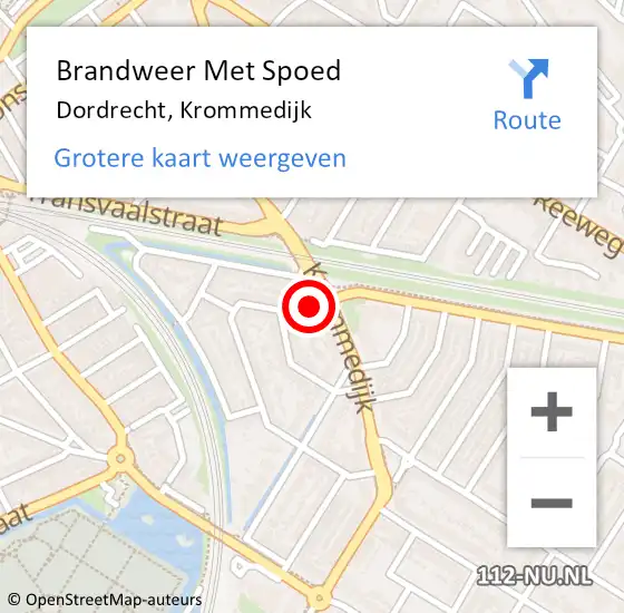 Locatie op kaart van de 112 melding: Brandweer Met Spoed Naar Dordrecht, Krommedijk op 8 juni 2024 13:35