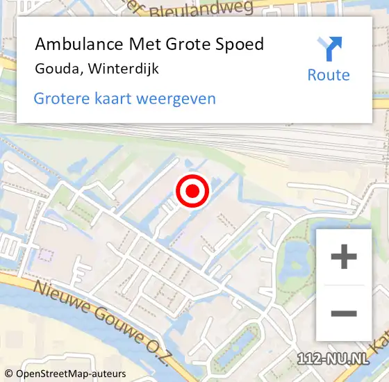 Locatie op kaart van de 112 melding: Ambulance Met Grote Spoed Naar Gouda, Winterdijk op 8 juni 2024 13:36