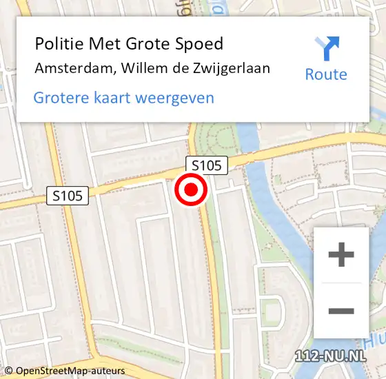 Locatie op kaart van de 112 melding: Politie Met Grote Spoed Naar Amsterdam, Willem de Zwijgerlaan op 8 juni 2024 13:38