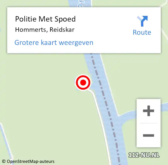 Locatie op kaart van de 112 melding: Politie Met Spoed Naar Hommerts, Reidskar op 8 juni 2024 13:41