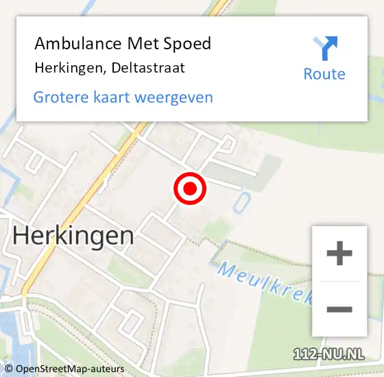 Locatie op kaart van de 112 melding: Ambulance Met Spoed Naar Herkingen, Deltastraat op 8 oktober 2014 18:49