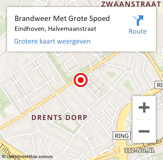 Locatie op kaart van de 112 melding: Brandweer Met Grote Spoed Naar Eindhoven, Halvemaanstraat op 8 juni 2024 13:45