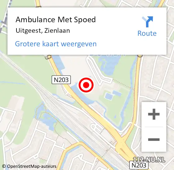 Locatie op kaart van de 112 melding: Ambulance Met Spoed Naar Uitgeest, Zienlaan op 8 juni 2024 13:45