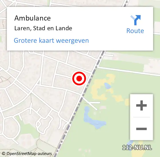 Locatie op kaart van de 112 melding: Ambulance Laren, Stad en Lande op 8 oktober 2014 18:50