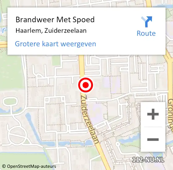 Locatie op kaart van de 112 melding: Brandweer Met Spoed Naar Haarlem, Zuiderzeelaan op 8 juni 2024 13:49