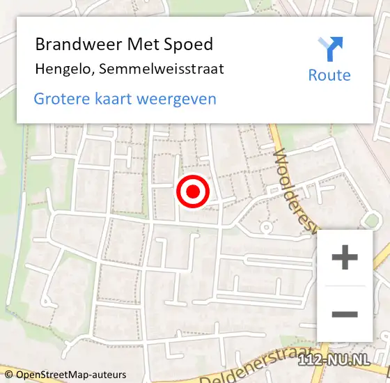Locatie op kaart van de 112 melding: Brandweer Met Spoed Naar Hengelo, Semmelweisstraat op 8 juni 2024 13:50