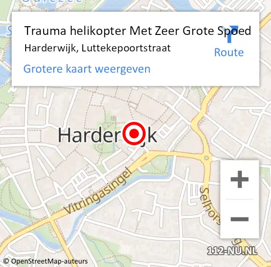 Locatie op kaart van de 112 melding: Trauma helikopter Met Zeer Grote Spoed Naar Harderwijk, Luttekepoortstraat op 8 juni 2024 14:04