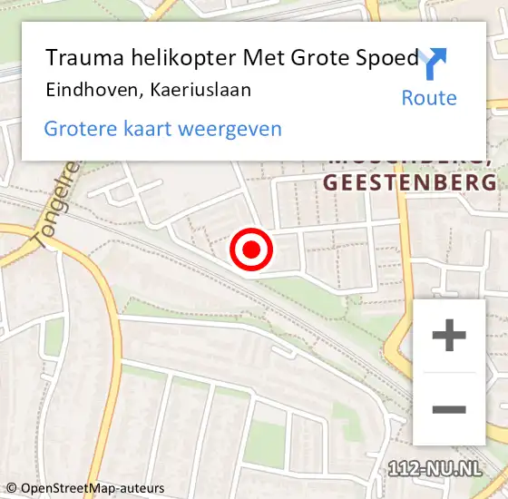 Locatie op kaart van de 112 melding: Trauma helikopter Met Grote Spoed Naar Eindhoven, Kaeriuslaan op 8 juni 2024 14:10