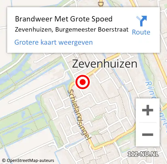 Locatie op kaart van de 112 melding: Brandweer Met Grote Spoed Naar Zevenhuizen, Burgemeester Boerstraat op 8 juni 2024 14:21