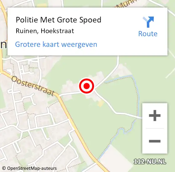 Locatie op kaart van de 112 melding: Politie Met Grote Spoed Naar Ruinen, Hoekstraat op 8 juni 2024 14:23