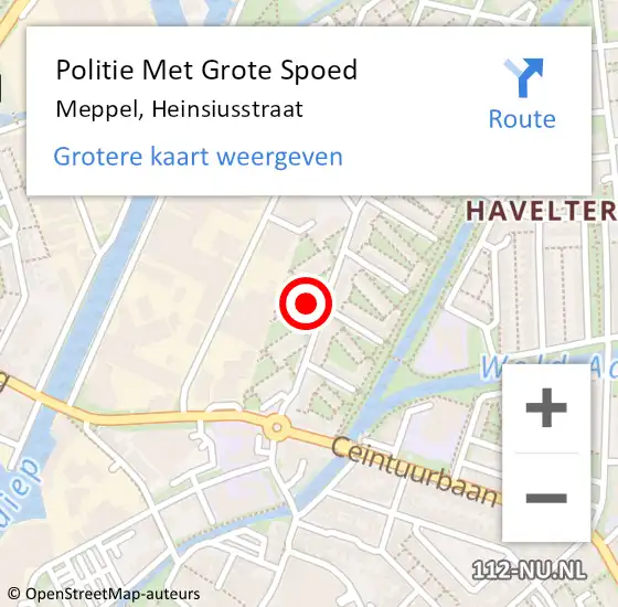 Locatie op kaart van de 112 melding: Politie Met Grote Spoed Naar Meppel, Heinsiusstraat op 8 juni 2024 14:25