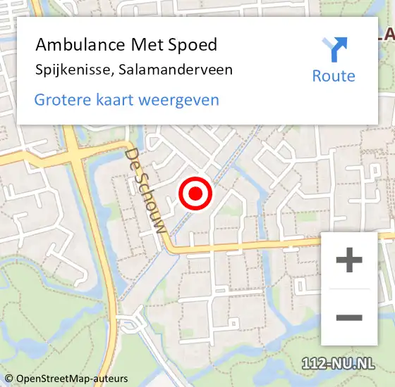 Locatie op kaart van de 112 melding: Ambulance Met Spoed Naar Spijkenisse, Salamanderveen op 8 juni 2024 14:33