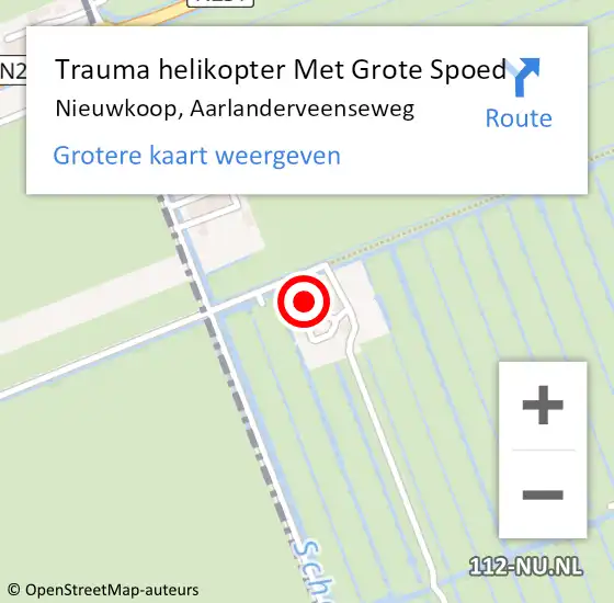 Locatie op kaart van de 112 melding: Trauma helikopter Met Grote Spoed Naar Nieuwkoop, Aarlanderveenseweg op 8 juni 2024 14:51