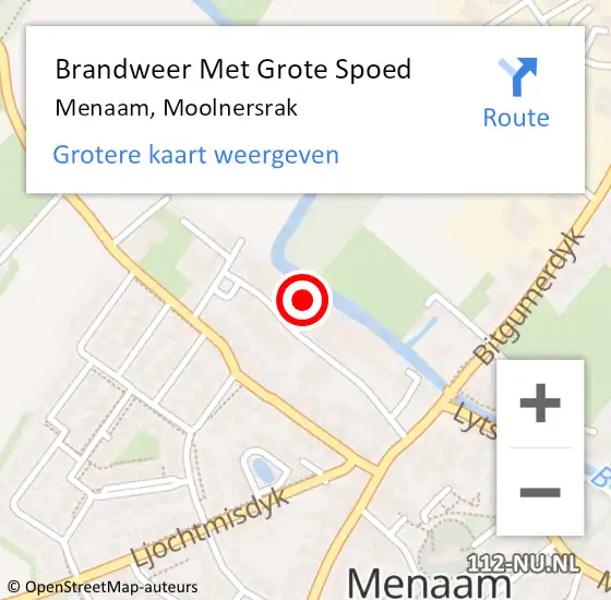 Locatie op kaart van de 112 melding: Brandweer Met Grote Spoed Naar Menaam, Moolnersrak op 8 juni 2024 15:06