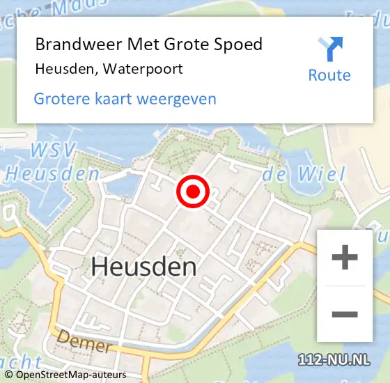 Locatie op kaart van de 112 melding: Brandweer Met Grote Spoed Naar Heusden, Waterpoort op 8 juni 2024 15:20