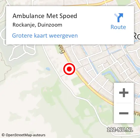 Locatie op kaart van de 112 melding: Ambulance Met Spoed Naar Rockanje, Duinzoom op 8 juni 2024 15:25