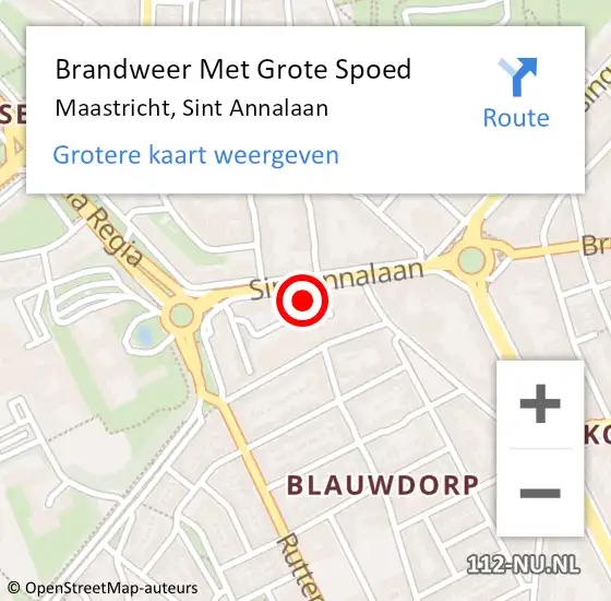 Locatie op kaart van de 112 melding: Brandweer Met Grote Spoed Naar Maastricht, Sint Annalaan op 8 juni 2024 15:31