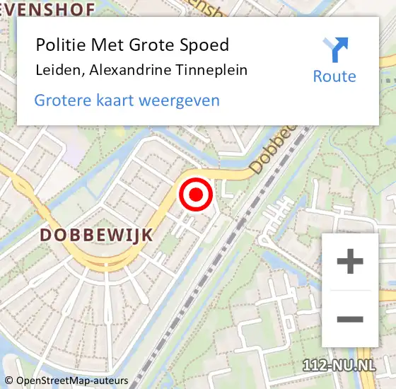 Locatie op kaart van de 112 melding: Politie Met Grote Spoed Naar Leiden, Alexandrine Tinneplein op 8 juni 2024 15:32
