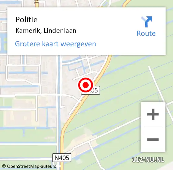 Locatie op kaart van de 112 melding: Politie Kamerik, Lindenlaan op 8 juni 2024 15:33