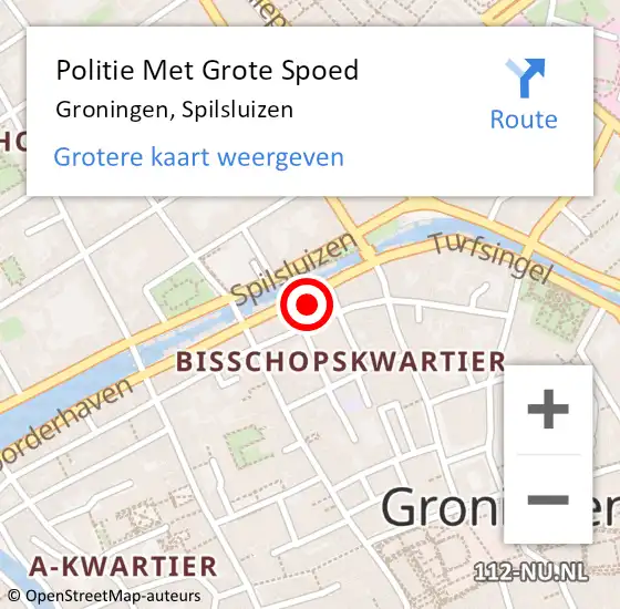 Locatie op kaart van de 112 melding: Politie Met Grote Spoed Naar Groningen, Spilsluizen op 8 juni 2024 15:33