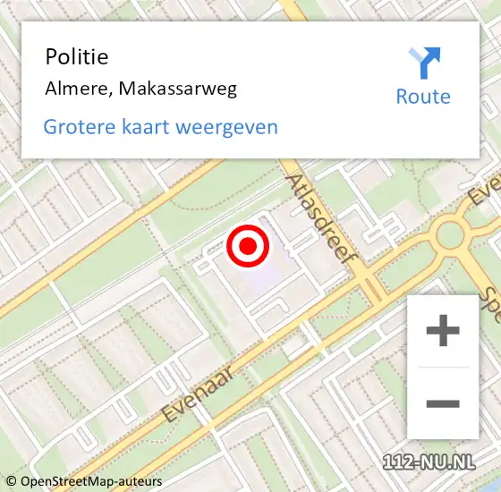 Locatie op kaart van de 112 melding: Politie Almere, Makassarweg op 8 juni 2024 15:38