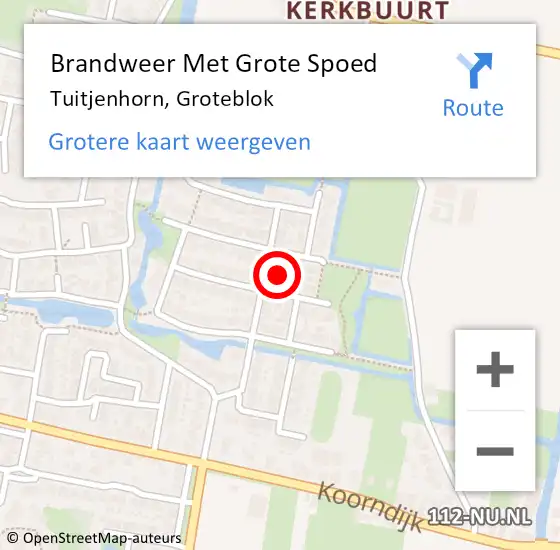 Locatie op kaart van de 112 melding: Brandweer Met Grote Spoed Naar Tuitjenhorn, Groteblok op 8 juni 2024 15:44