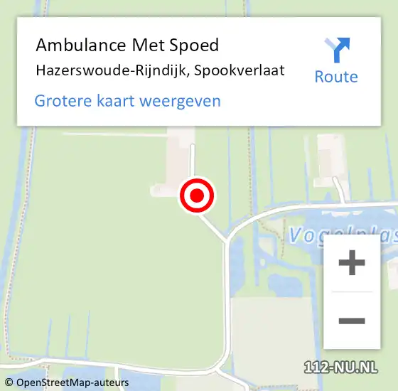 Locatie op kaart van de 112 melding: Ambulance Met Spoed Naar Hazerswoude-Rijndijk, Spookverlaat op 8 juni 2024 15:47