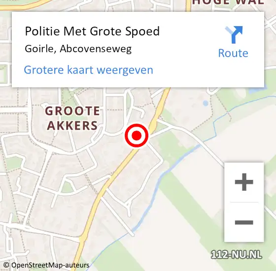 Locatie op kaart van de 112 melding: Politie Met Grote Spoed Naar Goirle, Abcovenseweg op 8 juni 2024 15:53