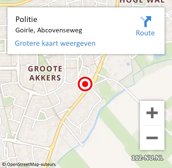 Locatie op kaart van de 112 melding: Politie Goirle, Abcovenseweg op 8 juni 2024 15:53