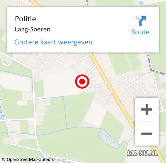 Locatie op kaart van de 112 melding: Politie Laag-Soeren op 8 juni 2024 15:54