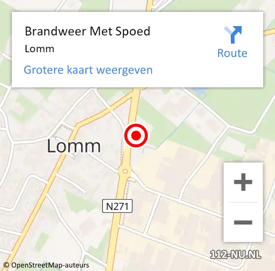 Locatie op kaart van de 112 melding: Brandweer Met Spoed Naar Lomm op 8 juni 2024 15:56