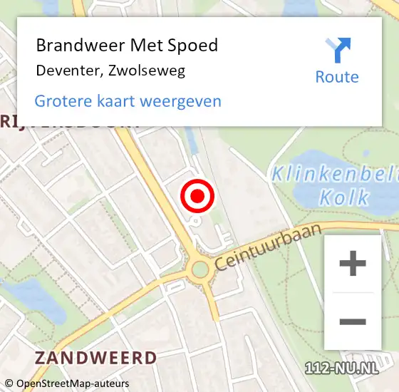 Locatie op kaart van de 112 melding: Brandweer Met Spoed Naar Deventer, Zwolseweg op 8 juni 2024 16:04