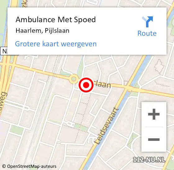 Locatie op kaart van de 112 melding: Ambulance Met Spoed Naar Haarlem, Pijlslaan op 8 juni 2024 16:15