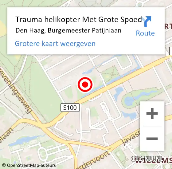 Locatie op kaart van de 112 melding: Trauma helikopter Met Grote Spoed Naar Den Haag, Burgemeester Patijnlaan op 8 juni 2024 16:29