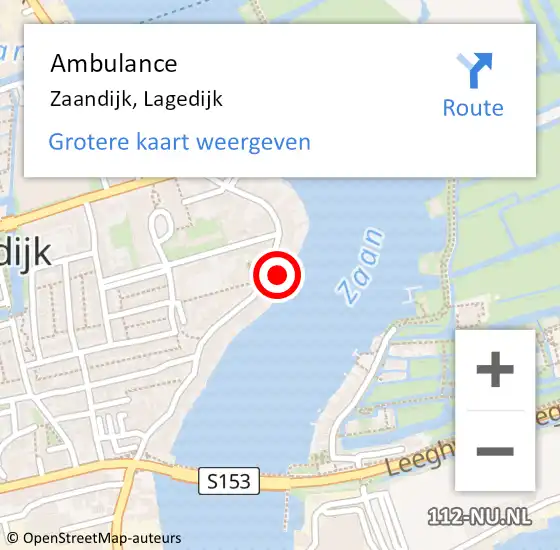 Locatie op kaart van de 112 melding: Ambulance Zaandijk, Lagedijk op 8 juni 2024 16:31
