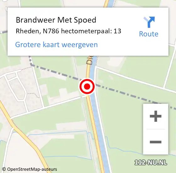 Locatie op kaart van de 112 melding: Brandweer Met Spoed Naar Rheden, N786 hectometerpaal: 13 op 8 juni 2024 16:44