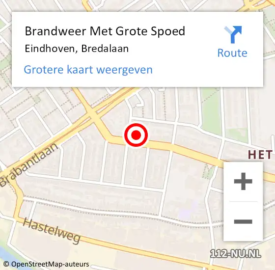 Locatie op kaart van de 112 melding: Brandweer Met Grote Spoed Naar Eindhoven, Bredalaan op 8 juni 2024 16:45