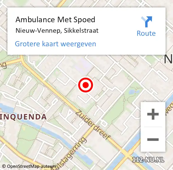 Locatie op kaart van de 112 melding: Ambulance Met Spoed Naar Nieuw-Vennep, Sikkelstraat op 8 juni 2024 17:06