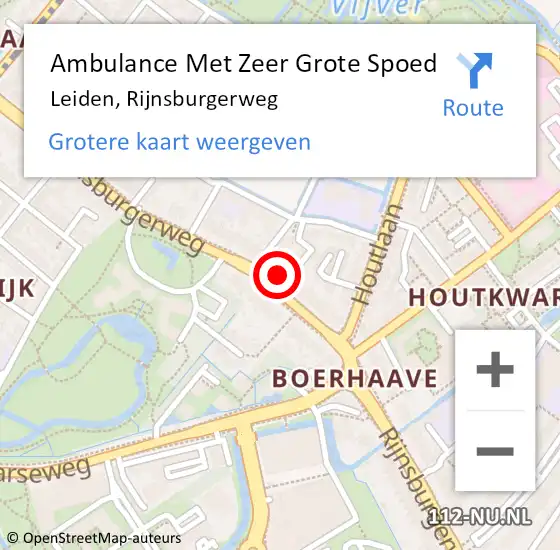 Locatie op kaart van de 112 melding: Ambulance Met Zeer Grote Spoed Naar Leiden, Rijnsburgerweg op 8 juni 2024 17:10