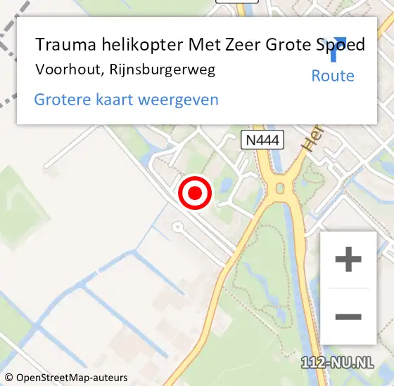 Locatie op kaart van de 112 melding: Trauma helikopter Met Zeer Grote Spoed Naar Voorhout, Rijnsburgerweg op 8 juni 2024 17:12