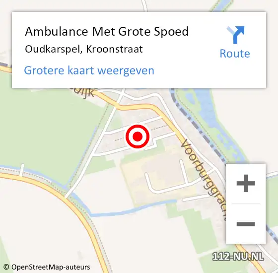 Locatie op kaart van de 112 melding: Ambulance Met Grote Spoed Naar Oudkarspel, Kroonstraat op 8 juni 2024 17:44