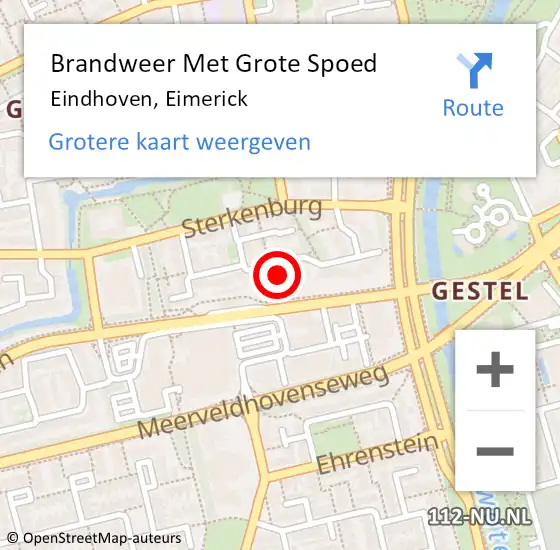 Locatie op kaart van de 112 melding: Brandweer Met Grote Spoed Naar Eindhoven, Eimerick op 8 juni 2024 17:45