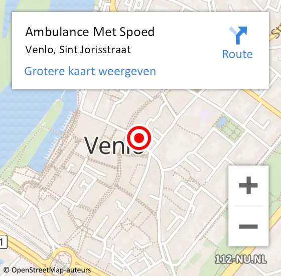 Locatie op kaart van de 112 melding: Ambulance Met Spoed Naar Venlo, Sint Jorisstraat op 8 juni 2024 17:52