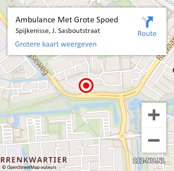 Locatie op kaart van de 112 melding: Ambulance Met Grote Spoed Naar Spijkenisse, J. Sasboutstraat op 8 juni 2024 18:52