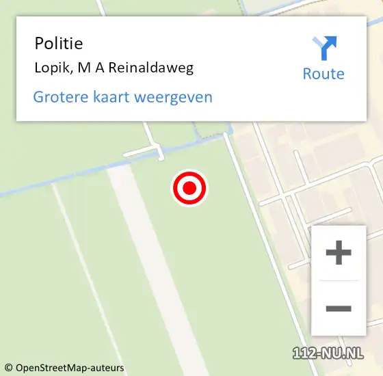 Locatie op kaart van de 112 melding: Politie Lopik, M A Reinaldaweg op 8 juni 2024 19:00