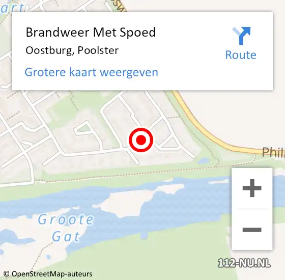 Locatie op kaart van de 112 melding: Brandweer Met Spoed Naar Oostburg, Poolster op 8 juni 2024 19:00