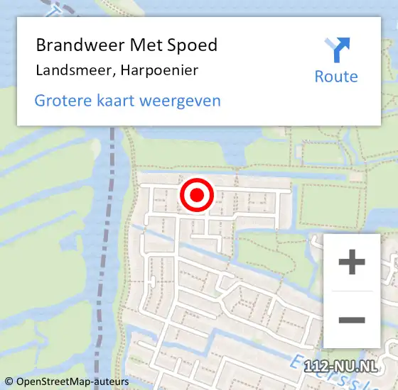 Locatie op kaart van de 112 melding: Brandweer Met Spoed Naar Landsmeer, Harpoenier op 8 juni 2024 19:08