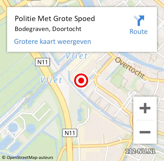 Locatie op kaart van de 112 melding: Politie Met Grote Spoed Naar Bodegraven, Doortocht op 8 juni 2024 19:11