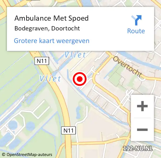 Locatie op kaart van de 112 melding: Ambulance Met Spoed Naar Bodegraven, Doortocht op 8 juni 2024 19:11